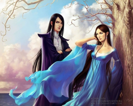 Art - couples, fantasy, art, lady