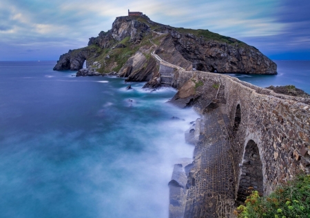 Nature View - island, stone, ocean, bridge