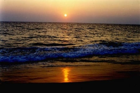 BEACH at SUNSET - sunset, beach, colouful, waves, ocean