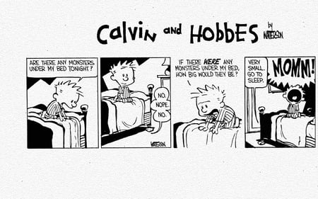 Calvin and Hobbes Monsters 1 - calvin, logo, monster, mom, bed, calvin and hobbes, watterson, talk, classic, monsters, mother, hobbes