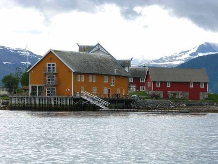 Quaint Restaurant - restaurant, sandtorg, river, old farm, buildings