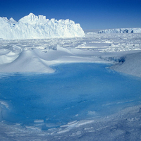 Blue Water and Ice in Mountain