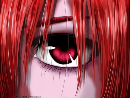 red eye - lucy, anime, eye, elfen lied