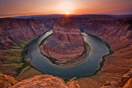 Horseshoe Bend  - river, sunset, nature, creek, landscape, horseshoe