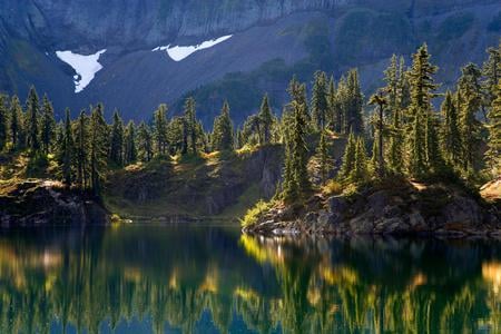 Hayes Lake Mount Baker Washington - lake, trees, nature, mountain