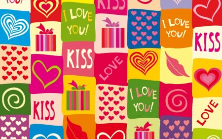 Texture - pink, kiss, love, blue, valentine, orange, texture, colorful, green