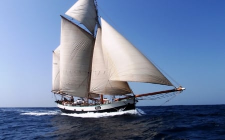 Sailboat - sky, sea, waves, sail