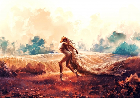 Dancing Zodiac ~ Aries - blue, cyril rolando, aries, girl, fantasy, aquasixio, dancing zodiac, red, woman, zodiac, art, luminos