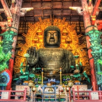 massive buddha in todaji temple in japan hdr