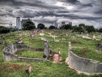 hilltop cemetery after a storm hdr