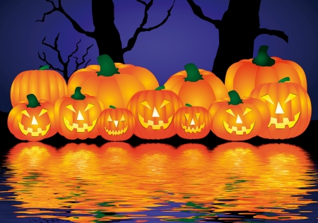 Happy Pumpkins - halloween, pumpkins, autumn, fall, orange, digital, fantasy