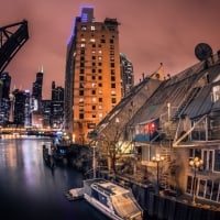 draw bridge on the lovely chicago river hdr