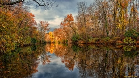 autumn - river, nature, autumn, lake, forest