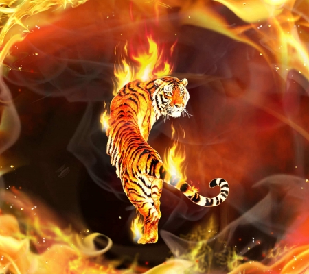 fiery tiger - fiery, tiger, lovely, fire