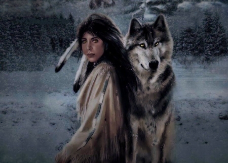 'Friends'...... - native american, wolves, spiritual, indian