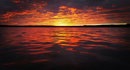 Ocean Sunset - clouds, sunset, ocean, nature