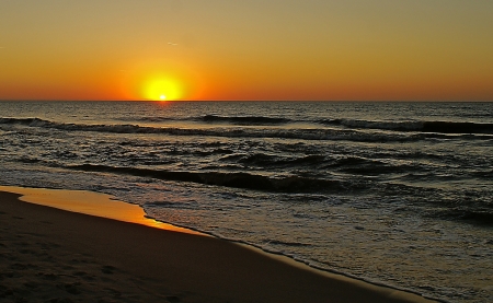 Beach Sunset - nature, beach, sunset, sand, waves