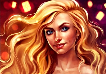 Rapunzel - rapunzel, sharandula, yellow, girl, blonde, light, pink, lantern, fanart, princess, disney, luminos