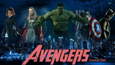 Avengers - captain america, thor, hulk, black widow, loki, avengers