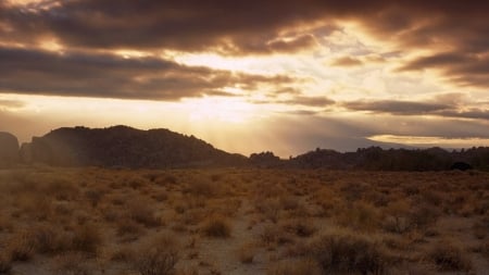 dusty desert at sunset