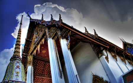 ornate temple hdr - low angle, clouds, hdr, tower, temple, ornate