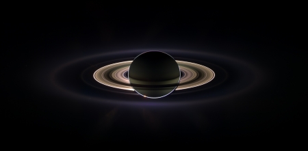 Saturn Eclipse - eclipse, saturn, yellow, sun, rings, space, black