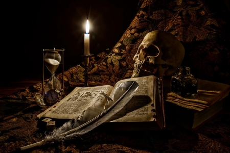 Time passages - halloween, candle, book, light