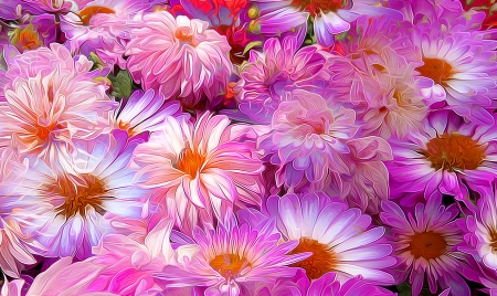 Flowers - skin, autumn, poster, painting, white, art, purple, pink, orange, pictura, texture, flower