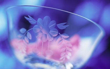 Glass flower - glass, flower, pink, deco, blue