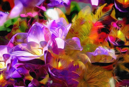 Flowers - summer, flower, purple, pink, spring, yellow, art, pictura, poster, freesia, painting