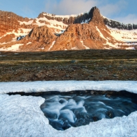 river under delicate spring ice hdr