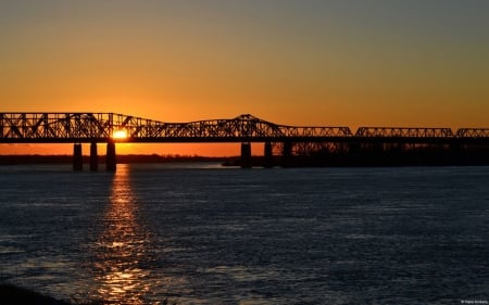 Old bridge - town, landscape, scene, dawn, lake, sunride, abstract, water, photography, sea, city, architecture, nature, sunset, dusk, bridge, wallpaper