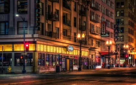 the yard house bar in san diego hdr - street, corner, night, bar, city, hdr