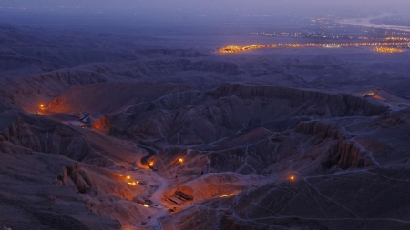 archaeological dig in egyptian desert near the nile - river, night, archiology, desert, lights