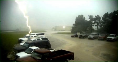 close lightning strike - storm, lightning strike, force, weather, cars, nature