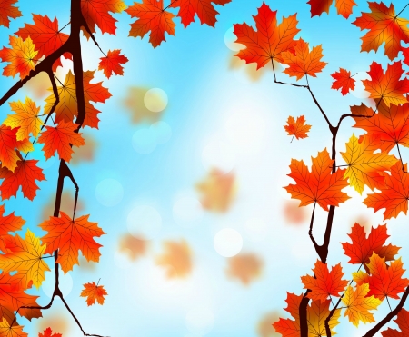 Autumn Leaves - Autumn, branches, circles, Fall, dots, leaves