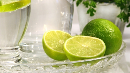 Fresh Lime - lime, cup, tray, glass