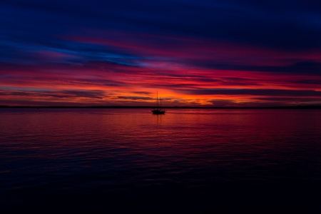 Sea Sunset - clouds, sea, sunset, nature