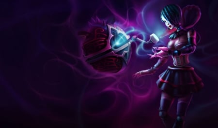 Orianna - purple, girl, game, blue, league of legends, orianna, black, fantasy