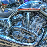 close up of a harley davidson engine hdr