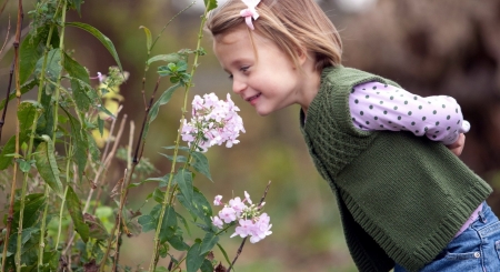 Cute little girl - child, smell, smile, girl