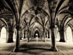 glasgow university cloisters arched hallways hdr