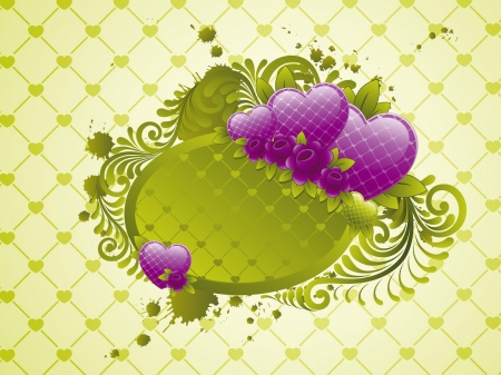 Love - card, purple, valentine, heart, texture, love, green