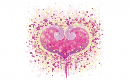 Love - white, pink, valentine, heart, yellow, abstract