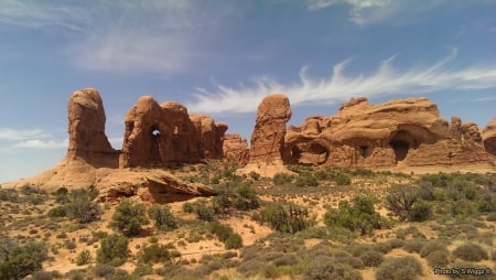 Herd of Elephants, Double Arch, Moab, Utah - nature, elephants, utah, clouds, desert, moab, herd