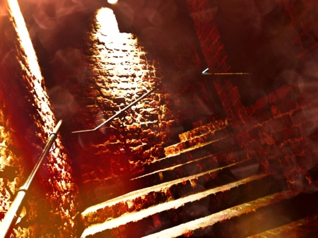 come closer - stairs, strange, red, light