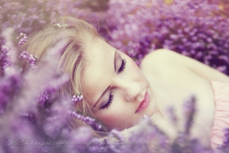 The Princess on her bed of Flowers - photography, lady, abstract, model