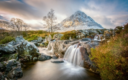 Waterfall in Scotland - trees, uk, landscape, mountain, river, nature, waterfall, scotland, rocks