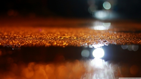 Wet road - abstract, bokeh, close-up, photography, HD, wet, autumn, blurry, rain, macro, wallpaper