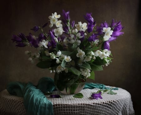 Still Life - white, flower, purple, still life